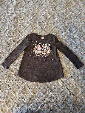 Jumping Beans 4T Kids Happy Star Graphic Long-Sleeve Top - Charcoal